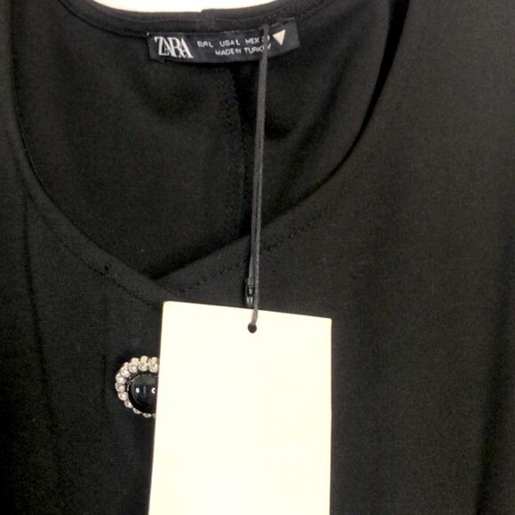 NWT ZARA LITTLE BLACK SLEEVELESS DRESS WITH JEWELED BUTTONS SIZE LARGE - Picture 4 of 6